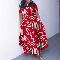 Robe d'automne décontractée pour femmes africaines Robe grande taille à manches courtes