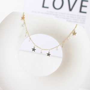 18K chapado en oro estilo coreano Cinco Puntos <span class=keywords><strong>Estrella</strong></span> en forma de cristal de incrustación colgante collar para las mujeres - Product Image 2