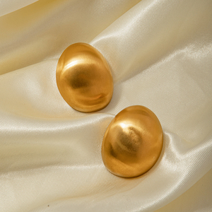 J&D Minimalistische Edelstahl-Ohrringe 18K Vergoldet Drahtziehverfahren Große Ovale Ohrringe für Frauen - Product Image 4
