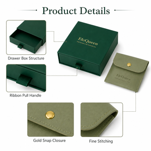 Sustainable Jewelry Packaging Set Drawer Box And Velvet Pouch Custom Logo For Long Term Bulk Packaging Supply - Product Image 1