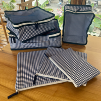 Ensemble de 6 sacs de rangement de voyage à carreaux bleus, organisateur de vêtements pour valise 6-en-1, lot de 5 pièces, entrepôt GA