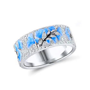 Anello A180 in Oro Bianco con Diamante, Anello di Fidanzamento da Donna con Diamante Naturale Taglio Brillante Rotondo Colore G, Design Floreale - Product Image 1