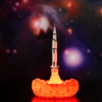 Lampe Fusée à Imprimé 3D, Veilleuse à LED, Chargeur USB, Lampe de Navette Spatiale et Lumières de Lune, Décoration de Table pour Amoureux de l'Espace