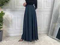 Jupe longue musulmane 2023 pour femmes Robe islamique Dames Mode Casual Jupes longues Moyen-Orient Élégant Plissé Couleur solide