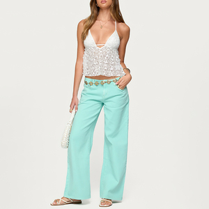 2026 Designer Modern Baggy <strong>Yellow</strong> Aqua Green <strong>Women's</strong> <strong>Jeans</strong> Everyday Essentials Low Rise Straight Leg <strong>Jeans</strong> for <strong>Women</strong> - Product Image 1