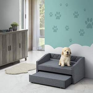 Cama para Perros con Ruedas y 2 Cojines de Espuma Extraíbles, Sofá Elevado para Mascotas - Product Image 6