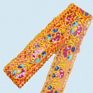 <span class=keywords><strong>Filet</strong></span> paillettes dentelle broderie 6.5cm bricolage vêtements couture accessoire maille dentelle broderie avec paillettes pour rideau décoration garnitures - Product Image 3