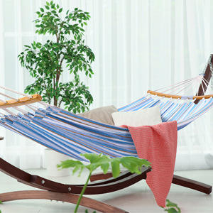 Hamaca Portátil Woqi para 2 Personas, 10.5 Pies, Azul y Blanco a Rayas, para Exteriores e Interiores, Camping, Playa - Product Image 5