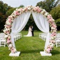 Wintina Arche de mariage ronde en aluminium de haute qualité, support de toile de fond réglable pour tuyau et drapé pour la décoration de mariage