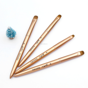 Pinceles de Uñas Ovalados con Punta Francesa, Mango Metálico de Lujo Color Oro Champán, Pelo Kolinsky, 100% Manicura Francesa, Tamaños 8-16 para Diseño de Uñas - Product Image 1