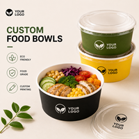 Tazón de Ensalada de Papel Sostenible, Resistente a la Grasa y Apto para Microondas, con Tapa, para Poke-bar, Saludable, para Distribución en Bistro, Venta al por Mayor Directa