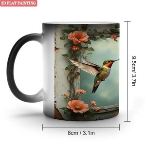 Mug magique sensible à la chaleur 11oz, tasse en céramique noire givrée pour café, thé, sublimation personnalisée, vierge - Product Image 1
