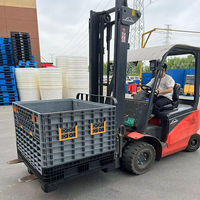 Caixa Plástica Grande de HDPE 1200x1000 para Indústria, Empilhável, Dobrável, Aninhável, com Tampa e Rodas para Armazenamento Pesado
