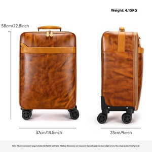 <span class=keywords><strong>Marant</strong></span> Bagage de cabine vintage en cuir de vachette haut de gamme Valise d'affaires en cuir véritable avec couche supérieure roulante Valise de voyage tendance - Product Image 3