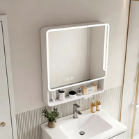 Espejo Inteligente con Pantalla Táctil LED, Antivaho, Regulable, con Gabinete de Almacenamiento para Salón, Hotel, Dormitorio, Villa