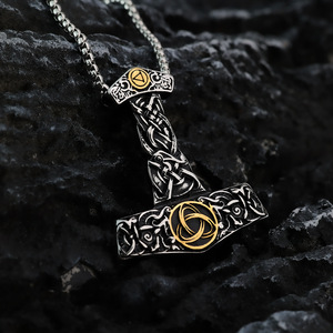 Nordic Viking Pendant Stainless Steel Necklace Men's Celtic Knot Design <b>Cross</b> Shape Gift Jewelry Fashion Pendant - Product Image 3