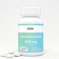 Comprimés de Complexe d'Ashwagandha Marque Blanche OEM, 60 unités, 300 mg, Complément Alimentaire