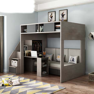 Durevole salvaspazio doppio <span class=keywords><strong>letto</strong></span> a castello Multi-funzionale Loft per la camera da <span class=keywords><strong>letto</strong></span> delle ragazze mobili in legno massiccio - Product Image 3