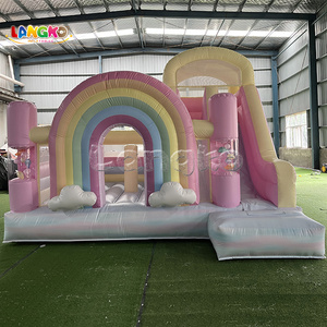 Combo gonflable transparent multicolore arc-en-ciel macaron pour fêtes, avec colonne <span class=keywords><strong>de</strong></span> ballons et château gonflable coloré en PVC, idéal pour les entreprises <span class=keywords><strong>de</strong></span> location - Product Image 1