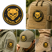 Patch en PVC moulé sur mesure, gaufré 3D, tactique, motif ours, avec fixation auto-agrippante, pour chapeaux, sacs à dos et porte-clés