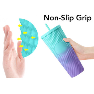 Cangkir plastik Matte 16 oz 22oz, <span class=keywords><strong>Tumbler</strong></span> dinding ganda warna Pastel, cangkir plastik Matte dengan tutup dan sedotan, <span class=keywords><strong>Tumbler</strong></span> bertatah untuk musim panas, minuman dingin - Product Image 4