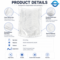 Sacs rétractables transparents en PA/EVOH/PE de qualité alimentaire, co-extrudés, avec barrière à la vapeur d'eau, pour volailles, steaks, fromages et saucisses