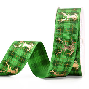 YAMA Desain Pabrik Foil Gold Dicetak 25Mm Selamat Natal Santa Claus Grosgrain Pita Natal - Product Image 5