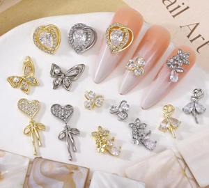 Nouvelle mode coloré amour coeur tulipe conception ongles Zircon breloques <span class=keywords><strong>rose</strong></span> bleu couleur claire Zicon ongles déco ornements - Product Image 5