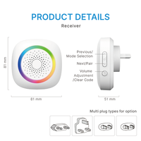Sonnette sans fil Pas besoin de pile Sonnette de porte étanche auto-alimentée Sets Home Outdoor Kinetic Ring Chime Doorbell