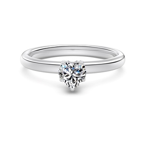 Bijoux fins Dylam, plaqués rhodium, argent sterling 925, forme de cœur, 5 mm, 0,5 ct, pierre en moissanite D VVS1, bagues pour femmes - Product Image 1