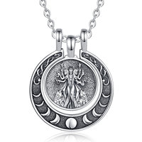 Merryshine 925 argent Sterling Triple lune déesse Hécate collier magique Wiccan païen amulette bijoux pendentif pour les femmes
