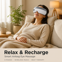 Masseur oculaire rechargeable avec compression d'air, vibration et musique, masque de soin des yeux pliable USB Type C