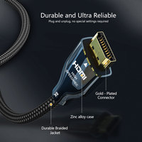 Câble HDMI 2.1 8K 48 Gbit/s avec revêtement électrolytique, alliage de zinc bleu, tressé en nylon, VRR, ALLM, plaqué or, OEM en vrac pour moniteur de jeu