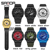 Jam Tangan Digital LED Pria Mewah SANDA 3167 Tahan Air 50M Sport Quartz Tali Karet Stopwatch dengan Alarm Desain Antik