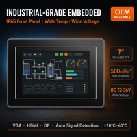 Monitor Industrial Integrado de 7 Pulgadas, IP65, 1024x600 TFT, 500cd/m2, DC12-36V, VGA, HDMI, DP, Táctil, HMI, PLC, Gabinete, Amplio Rango de Temperatura, OEM