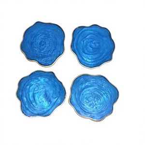 Posavasos Cuadrados Hechos a Mano, Ecológicos, de Resina Epoxi, con Diseño Floral Natural Colorido, Personalizables, Diámetro 300mm, Marco - Product Image 1