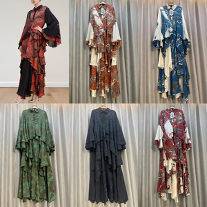 Ensembles modestes de style Dubaï pour femmes, vêtements musulmans traditionnels, taille unique, haut et <span class=keywords><strong>pantalon</strong></span> avec long manteau abaya, tenues en <span class=keywords><strong>satin</strong></span> jacquard - Product Image 3