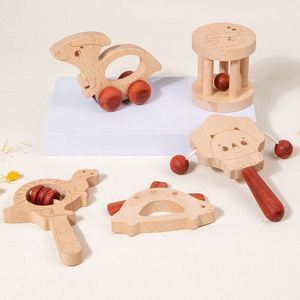Juego de Cinco Sonajeros de Madera Coloridos para Bebé, Campana de Cuna, Instrumento Musical de Educación Temprana, Juguete Relajante, Embalaje en Caja de Cuero - Product Image 3
