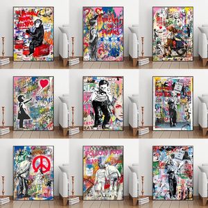 Décor à la maison Banksy Graffiti abstrait garçon <span class=keywords><strong>singe</strong></span> affiches imprime rue à la main abstrait banksy <span class=keywords><strong>pop</strong></span> <span class=keywords><strong>art</strong></span> peinture à l'huile - Product Image 2