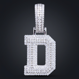 Colgante de Letra B de Moissanita Chapado en Rodio de Plata 925, con Incrustaciones de Circonitas, Corte Brillante, Estilo Hip Hop, Unisex, Regalo para Fiestas, Joyería - Product Image 1