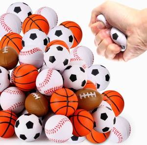 Lot de 12 balles anti-stress compressibles en mousse pour le sport : baseball, basketball, soccer, football – Gadgets de relaxation, jouets sensoriels, pour fêtes - Product Image 2