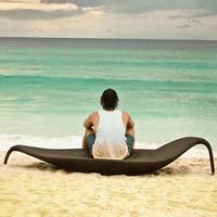 Chaise longue en forme de feuille pour l'extérieur, patio, piscine, chaise longue en rotin