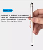 Pensil Stylus kapasitif Universal, pena sentuh kepala ganda untuk iPad & Android dengan bahan plastik logam silikon untuk ponsel pintar