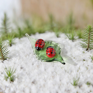 Adornos de Vidrio de Murano Hechos a Mano con Forma de Hojas y <span class=keywords><strong>Coccinella</strong></span> <span class=keywords><strong>Septempunctata</strong></span>, Ideales para Micro-Paisajismo y Jardinería - Product Image 2