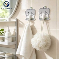 Crochets muraux autocollants en forme d'éléphant de dessin animé, crochets décoratifs robustes sans perçage pour la salle de bain, la cuisine et les articles divers