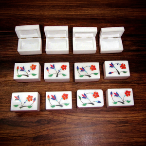Floral Art Modern Square Christmas Jewelry Box Marble Mother Pearl Inlay Custom Packaging Red Mother Pearl Carton Packing - Product Image 1
