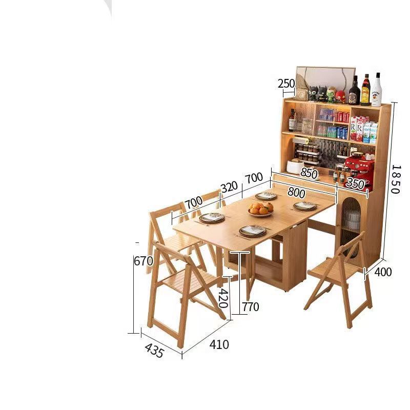 [Couleur bois naturel] Table à manger et armoire de 1,2 m avec 4 chaises