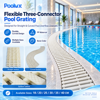 Grille de piscine flexible Poolux 18-40cm en PP, canaux courbes et droits, grille de drainage à trois connecteurs pour débordement