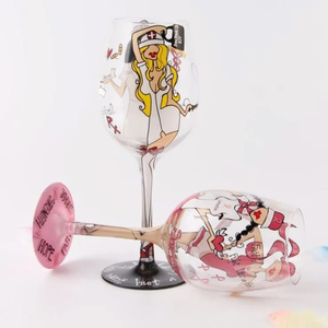 Copa de cristal pintada a mano personalizable 2024, diseño único, copas de vino con patrón de logotipo personalizado para vino tinto - Product Image 2