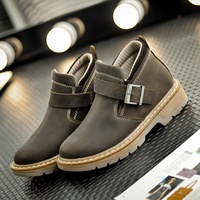 Bottines Martin en cuir véritable pour femmes, bottes de travail d'hiver à bout épais et talon bas pour l'extérieur